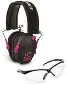 Walker’s Razor Slim Electronic Hearing Protection Muffs with Sound Amplification and Suppression and Shooting Glasses Kit, Black/Pink 2