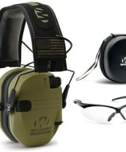 Walker's Razor Slim Electronic Muff with Case and Shooting Glasses (OD Green Patriot) Bundle (3 Item)