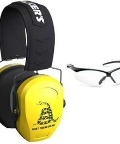 Walker's Razor Slim Passive Safety Ear Muffs (Yellow, Don't Tread On Me) Bundle with Shooting Glasses (2 Items)