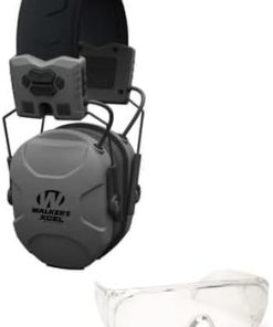 Walkers XCEL 500BT Digital Electronic Muff with Voice Clarity and Bluetooth with Full Coverage Sport Shooting Glasses Bundle (2 Items)