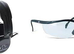 Walker's Game Ear Low Profile Folding Muff, Black | Walker's Sport High-Grade Polycarbonate Lenses Half Frame Soft Rubber Nose Piece Adjustable Safety Shooting Glasses, Clear