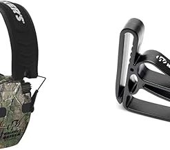 Walker's Razor Slim Electronic Quad Earmuff 23Db/Realtree Xtra Camo, Black, One Size Bundle Game Ear Belt Clip Holder, Black, One Size