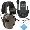 Walker’s Razor Slim Electronic Muff (FDE Flat Dark Earth Patriot) with Case and Shooting Glasses Bundle (3 items) 3