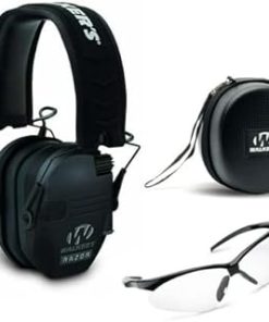 Walker's Razor Slim Electronic Muff with Case and Shooting Glasses (Black) Bundle (3 Items