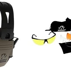 Walker's Razor Tacti-Grip Earmuffs- Flat Dark Earth, High Performance Silicone Headband 4 Lens Interchangeable Sports Glasses Kit