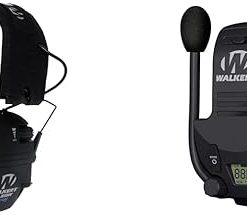 Walker's Razor Slim X-TRM Noise-Cancelling Shooting Earmuffs Bundle with Walkie Talkie Attachment, 2 AAA Batteries