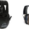 Walker’s Game Ear Low Profile Folding Muff, Black | Walker’s Sport High-Grade Polycarbonate Lenses Half Frame Soft Rubber Nose Piece Adjustable Safety Shooting Glasses, Clear 3
