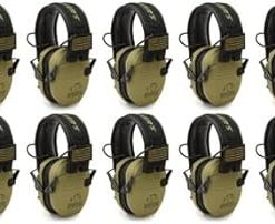 Walkers Razor Slim Ultra Low Profile Compact Design Adjustable Range Shooting Hunting Hearing Protection Electronic Earmuffs (OD Green Patriot) 10-Pack