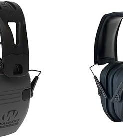 Walker's Razor Tacti-Grip and Slim Passive Earmuffs Bundle - Silicone Composite Slip Free Headband, Ultra Low-Profile Earcups, Sound Dampening Composite Housing