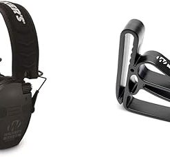 Walker's Game Ear Razor Quad Muff Black Large Bundle with Belt Clip Holder