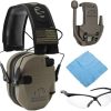 Walker’s FireMax Bundle: Electronic Earmuffs with Walkie Talkie Attachment, Clear Lens Sport Glasses for Eye Protection, and Tactical Optics Cleaning Cloth for Maintenance 4