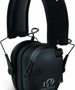 Walker’s Razor Slim Electronic Muff (Black) Bundle with Tactical/Hunting Walkie Talkie, Sport Shooting Glasses, and Microfiber Cleaning Cloth (4 Items) 2