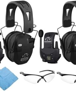 Walker's Razor Slim Quad Electronic Earmuffs Bundle Crosshair Sport Shooting Glasses