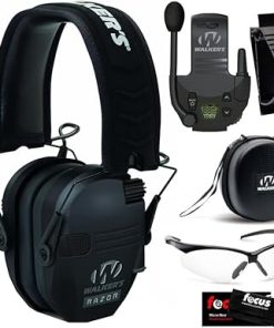 Walker's Razor Slim Electronic Shooting Hearing Protection ULTIMATE RANGE BUNDLE, Black (6 Items)