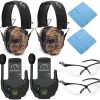 Walker’s Razor Slim Electronic Muffs (Pink) Bundle with Walkie Talkie and Shooting Glasses (Clear) (4 Items) 3