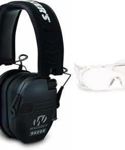 Walkers Razor Slim Shooting Muffs Kit (Black) with OTG Safety Glasses Bundle (2 Items)