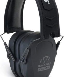 Walker’s Razor Slim Passive Earmuff – Ultra Low-Profile Earcups – Black & Sport High-Grade Polycarbonate Lenses Half Frame Soft Rubber Nose Piece Adjustable Safety Shooting Glasses, Clear 2