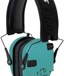 Walker’s Razor Compact Electronic Ear Muff (Teal) for Youth and Women with (2-Pack) AAA Batteries Bundle with Protective Case (2 Items) 2