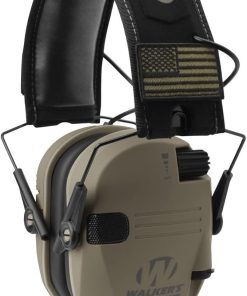 Walker’s Razor Slim Electronic Shooting Muffs (FDE Patriot, 2-Pack) Bundle with Walkie Talkies, Shooting Glasses, and Cleaning Cloths (8 Items) 2