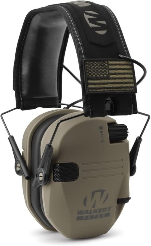 Walker's Razor Slim Electronic Shooting Muffs (FDE Patriot, 2-Pack) Bundle with Walkie Talkies, Shooting Glasses, and Cleaning Cloths (8 Items) - Image 2