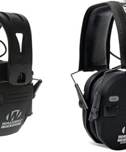 Walker's Razor Tacti-Grip Earmuffs- Black & Quad Muff w/Bluetooth, 4 Mics, 23dB NRR Hearing Protection Earmuffs