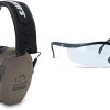 Walker’s Game Ear Low Profile Folding Muff, Black | Walker’s Sport High-Grade Polycarbonate Lenses Half Frame Soft Rubber Nose Piece Adjustable Safety Shooting Glasses, Clear 4
