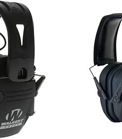 Walker's Razor Tacti-Grip Earmuffs- Black, High Performance Silicone Headband Razor Slim Passive Earmuff - Ultra Low-Profile Earcups