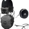 Walker’s Razor Slim Electronic Muff (Black Patriot Version) Bundle with Walkie-Talkie Attachment, Shooting Glasses and Cleaning Cloth (4 Items) 3
