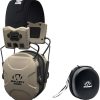 Walker’s Razor Slim Electronic Shooting Hearing Protection Muff (American Flag Distressed, Tan) Bundle with Walkie-Talkie Attachment, Shooting Glasses and Cleaning Cloth (4 Items) 4