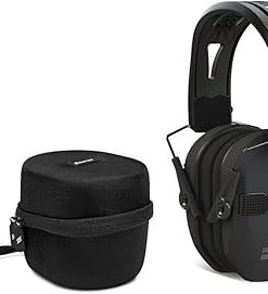 Walker's Razor Tacti-Grip with Rubber Headband (Black) Bundle with Hearing Protection Case