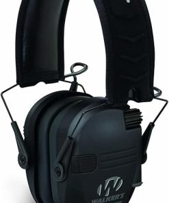 Walkers Razor Slim Electronic Muff (Black, 2-Pack) Bundle Tactical/Hunting Walkie Talkie (2-Pack), Sport Shooting Glasses (2-Pack), and Microfiber Cleaning Cloth (2-Pack) (8 Items) 2