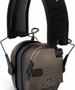 Walkers Razor Slim Electronic Muff (Flat Dark Earth, 2-Pack) Bundle with Tactical/Hunting Walkie Talkie (2-Pack), Sport Shooting Glasses (2-Pack) and Microfiber Cleaning Cloth (2-Pack) (8 Items) 2