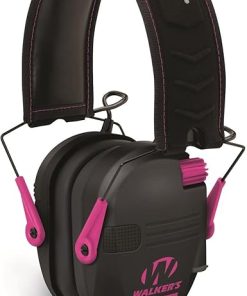 Walker’s Razor Slim Electronic Muff with Case and Shooting Glasses (Black and Pink) 2