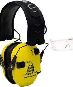 Walker’s Razor Shooting Muffs (Don't Tread On Me, Yellow) with OTG Shooting Glasses Kit Bundle (2 Items)