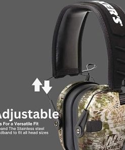 Walker’s Razor Slim Electronic Muff (Kryptek Camo) (2-Pack) Bundle with Walkie Talkie Attachment (Flat Dark Earth) (2-Pack), Sport Glasses (Clear) (2-Pack), and Cleaning Cloth (2-Pack) (8 Items) 2