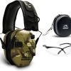 Walker’s Razor Slim Electronic Shooting Hearing Protection Muff (American Flag Distressed, Tan) Bundle with Walkie-Talkie Attachment, Shooting Glasses and Cleaning Cloth (4 Items) 3
