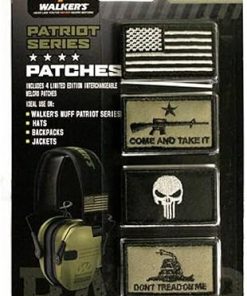 Walker's Razor Patriot Patch Kit Hook & Loop Attachable Embroidery Design Patch Set for Earmuffs, Hats, Backpack, Military Shooting Outdoor EDC Uniforms & Gear - 4 Pcs - American Flag