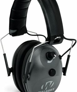 WALKER'S Single Mic Compact Folding Sound-Enhancing Hunting Gun Range Shooting Hearing Protection Electronic Muff with Comfort Headband, 2 AAA Batteries Included