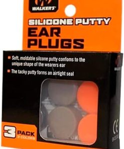 Walker's Silicone Putty - Soft Moldable Tacky Adaptable 20dB NRR Noise-Blocking Hearing Protection Shooting Hunting Work Earplugs, 3 Pairs, Storage Case Included - Orange/Flat Dark Earth