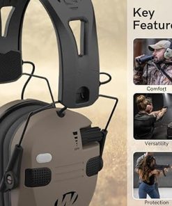 Walker’s Razor Slim Quad Electronic Earmuffs with Bluetooth Technology (FDE) Bundle with Razor Walkie Talkie Attachment, Gel Ear Pad (Black), Sport Shooting Glasses, and Cleaning Cloth (5 Items) 2