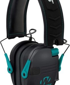 Walker’s Razor Slim Electronic Muff (Black/Teal) with Protective Case and Shooting Glasses Bundle (3 items) 2