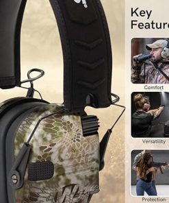 Walkers Razor Slim Electronic Muff (Kryptek Camo, 2-Pack) Bundle with Walker’s Tactical/Hunting Walkie Talkie (2-Pack), Sport Shooting Glasses (2-Pack) and Microfiber Cleaning Cloth (2-Pack) (8 Items) 2