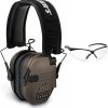 Walkers Razor Slim Electronic Muff (FDE Tan) with Shooting Glasses (Clear) Bundle (2 items)