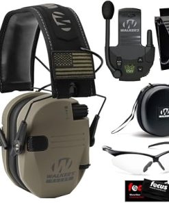 Walker's Razor Slim Electronic Hearing Protection ULTIMATE RANGE BUNDLE, Dark Patriot (6 Items)