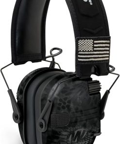Walkers Razor Patriot Series Hi-Gain Omnidirectional Microphone Adjustable Range Shooting Hunting Hearing Protection Electronic Earmuffs (Kryptek Camo) Bundle with Protective Glasses (2-Pack) 2