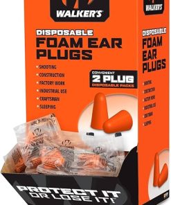 Walker's Foam Ear Plugs 200 Pair Box Counter Display, 32dB NRR Sound Suppressing Soft PU Foam Hearing Protection Range Shooting Hunting Loud Environments Adaptable Earplugs