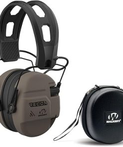 Walker's Recon Low-Profile Digital Electronic Muff with SAC Technology and NRR 26 (Flat Dark Earth) Bundle Hearing Protection Case (2 Items)