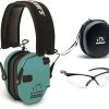 Walkers Razor Slim Electronic Hearing Protection Muffs (Sound Amplification & Suppression) with Protective Case and Shooting Glasses (American Flag) Bundle 3