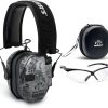 Walkers Razor Electric Slim Earmuffs – Noise Cancelling Ear Protectors with Built-in Microphone (Talk to Me Goose Gray) Bundle with Protective Glasses (2 Items) 4