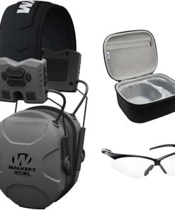 Walker's XCEL 500BT Digital Electronic Muff Bundle with Shooting Glasses and Hard Case (3 Items)